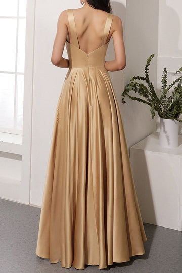 Golden Satin Long Dress